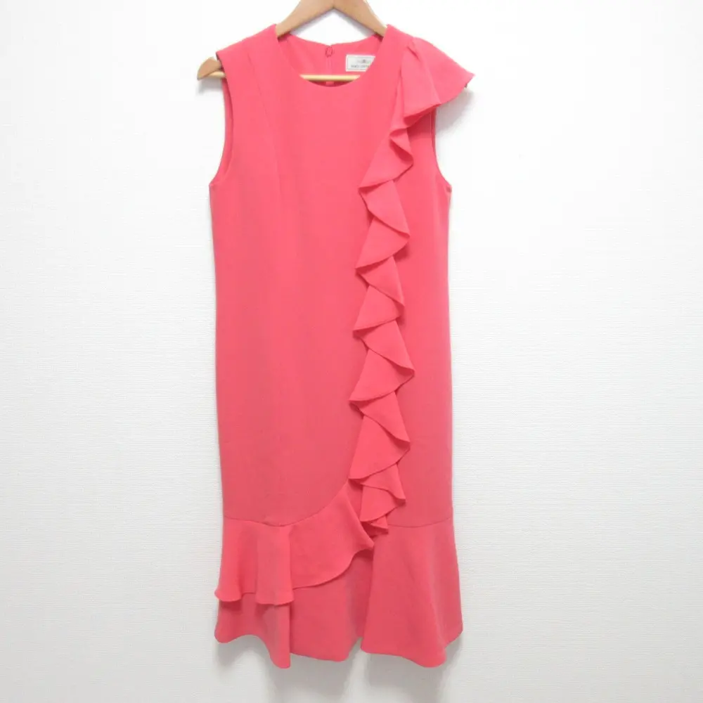 GRACE CONTINENTAL グレースコンチネンタル ラッフルフリルドレス ノースリーブ ひざ丈 ワンピース 0120235036 サイズ38 ピンク