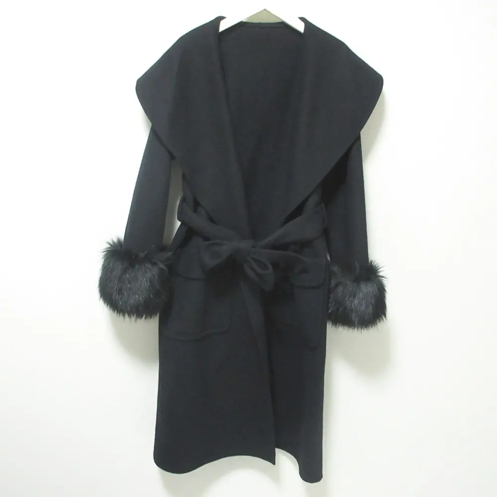 GRACE CONTINENTAL グレースコンチネンタル ショールカラーリバーコート ガウンコート 34 ブラック