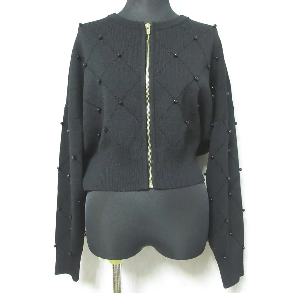 24AW GRACE CONTINENTAL グレースコンチネンタル パールニットブルゾン ジャケット カーディガン 0124303095 36 ブラック