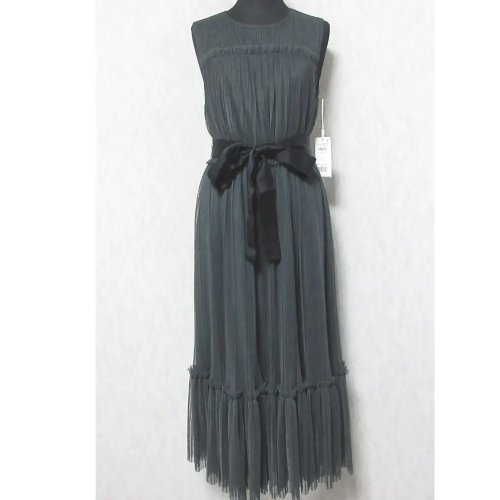 訳アリ 24AW GRACE CONTINENTAL グレースコンチネンタル プリーツロングドレス ノースリーブ ワンピース 0124335049 36 グレー