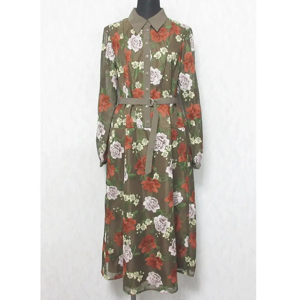 GRACE CONTINENTAL グレースコンチネンタル 23AW メッシュフラワーフレアワンピース 0123331076 36 ブラウン