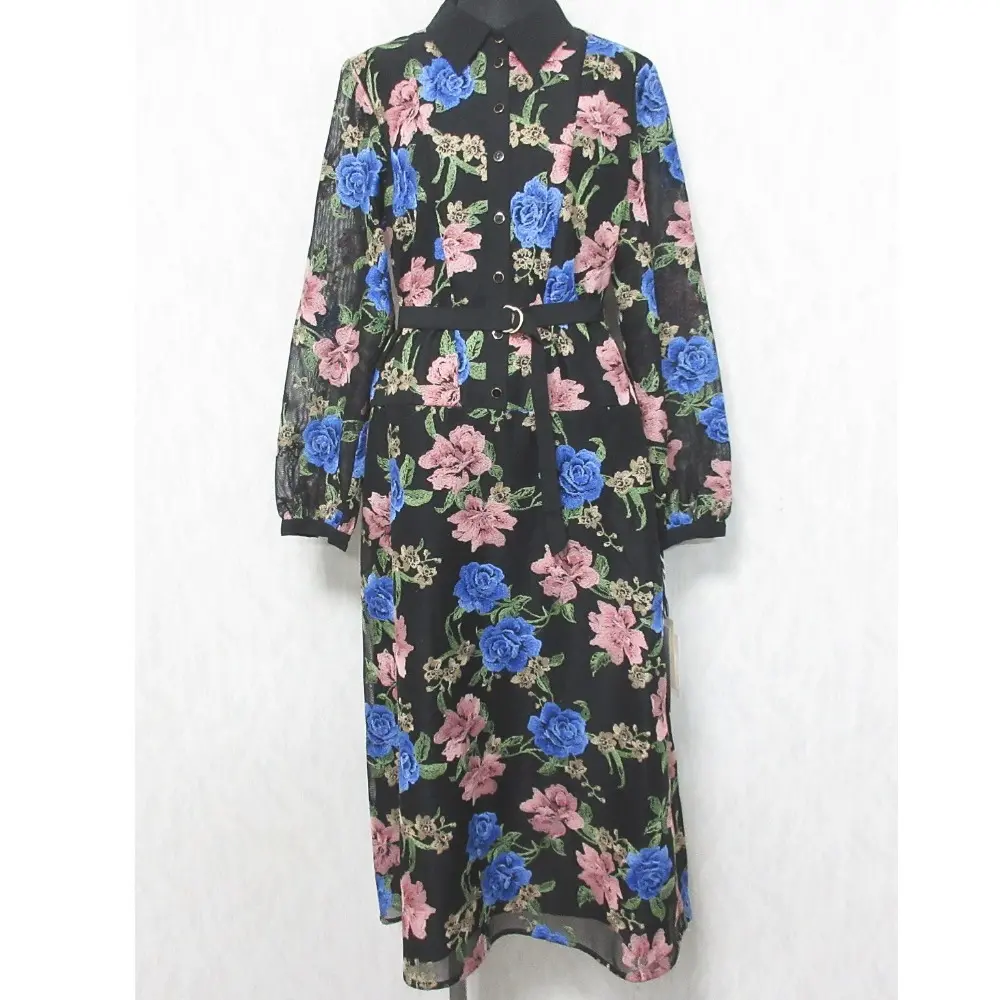 23AW GRACE CONTINENTAL グレースコンチネンタル メッシュフラワーフレアワンピース 0123331076 36 ブラック