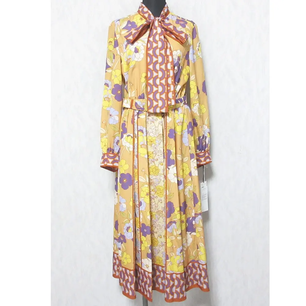 23AW GRACE CONTINENTAL グレースコンチネンタル フラワープリントタックワンピース 0123431094 36 オレンジ