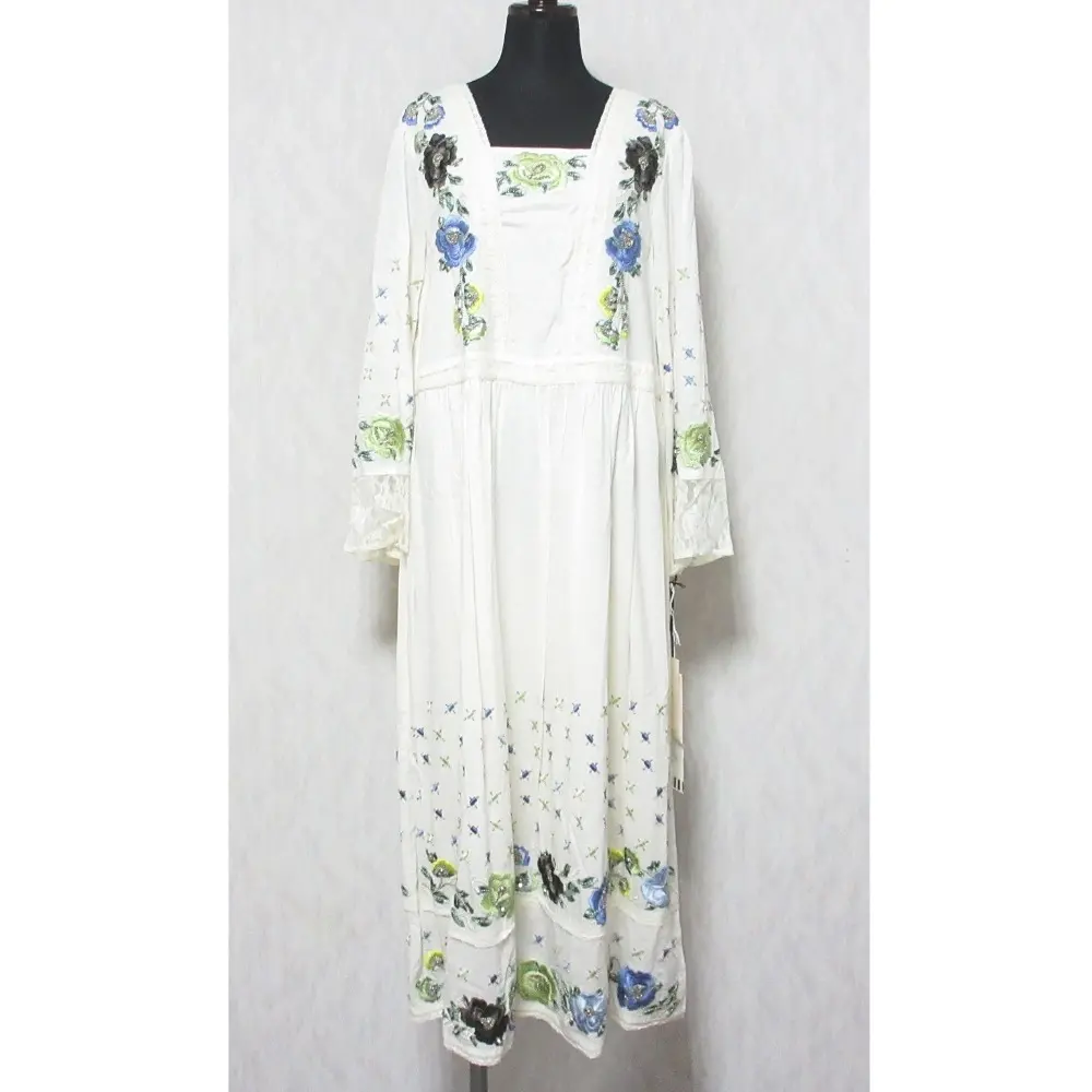 24SS GRACE CONTINENTAL グレースコンチネンタル フラワー刺繍エスニックワンピース ロング ドレス 0124131031 36 キナリ