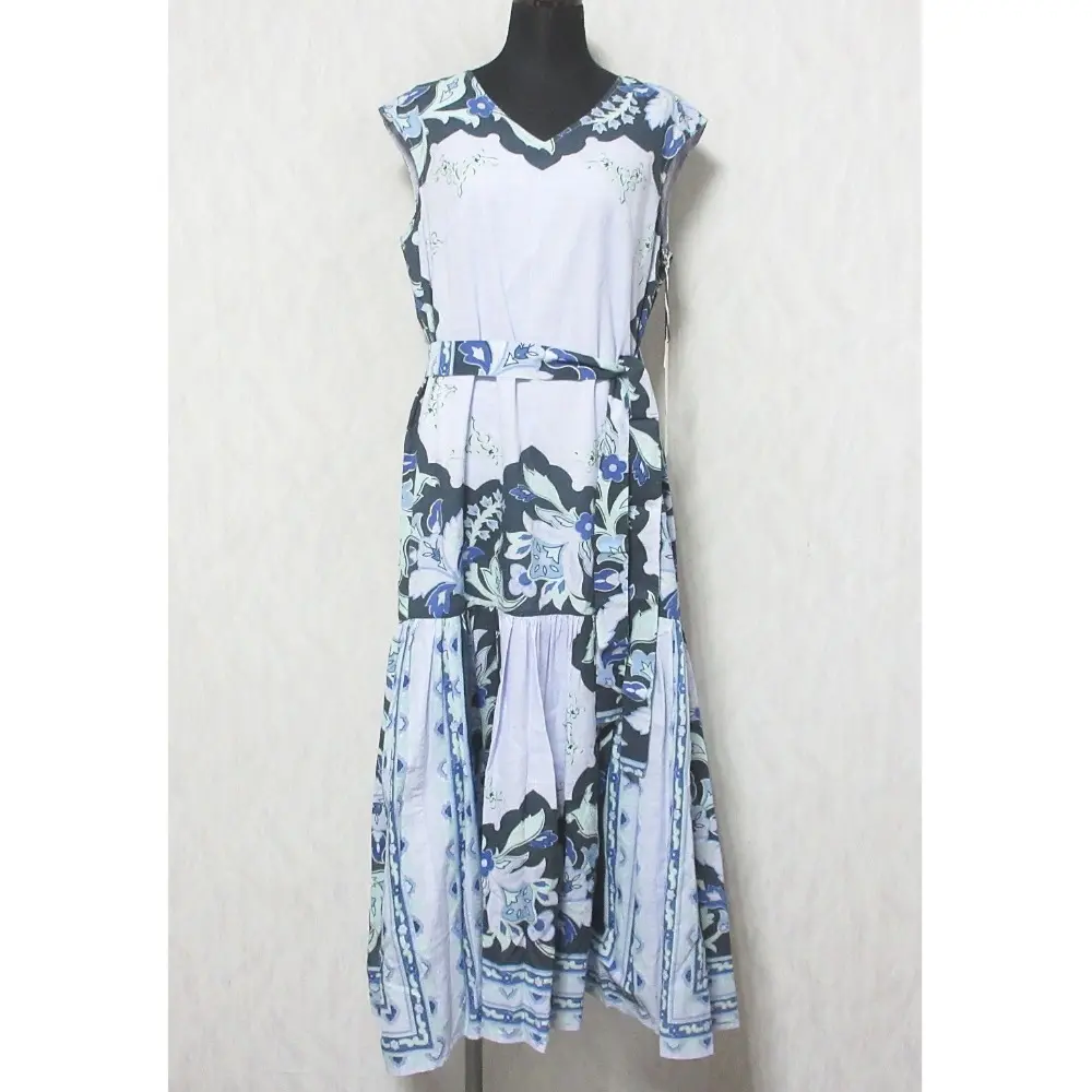 24SS GRACE CONTINENTAL グレースコンチネンタル フレームプリントギャザーワンピース ロングドレス 0124231125 36 ネイビー