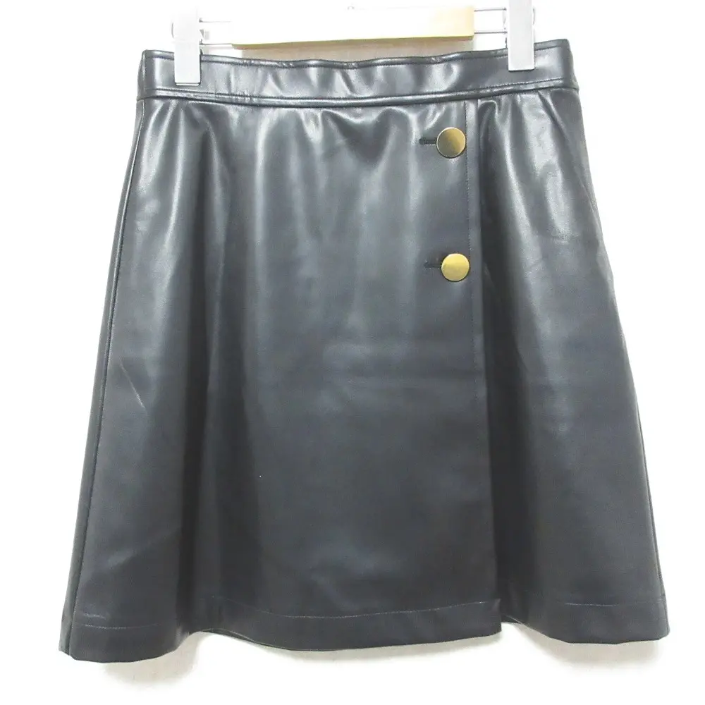 24SS GRACE CONTINENTAL グレースコンチネンタル セミフレア フェイクレザーミニスカート 0124121215 38 ブラック