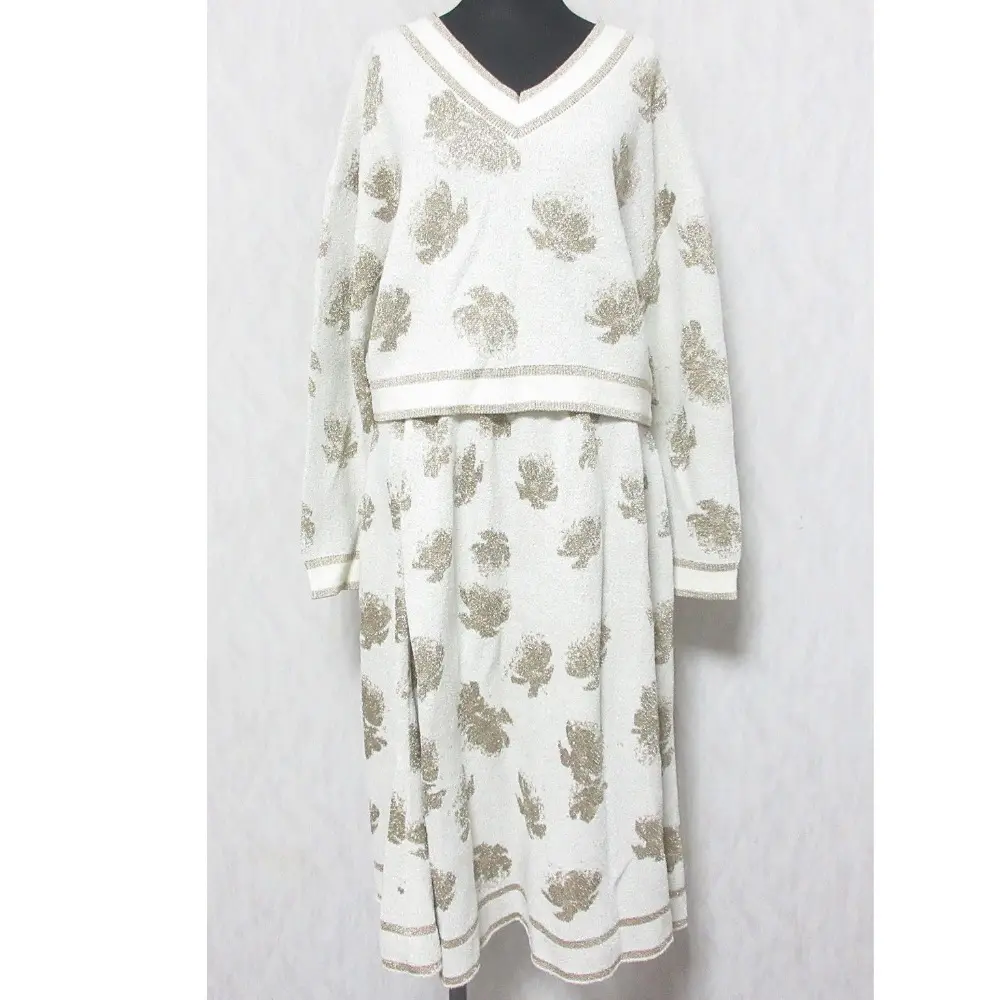 GRACE CONTINENTAL グレースコンチネンタル 24-25SS ラメフローラルニットトップス スカート セットアップ 36 キナリ