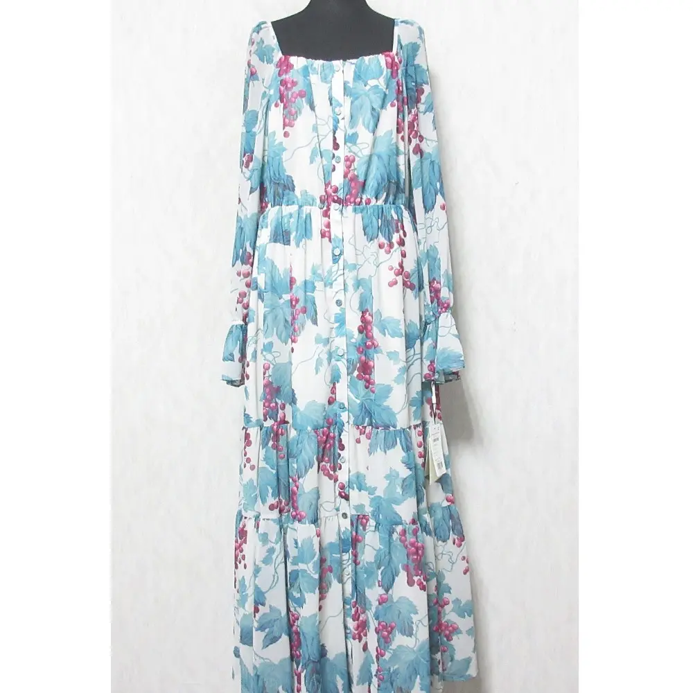 24AW GRACE CONTINENTAL グレースコンチネンタル グレーププリントティアードワンピース マキシドレス 0124431048 38 ベージュ