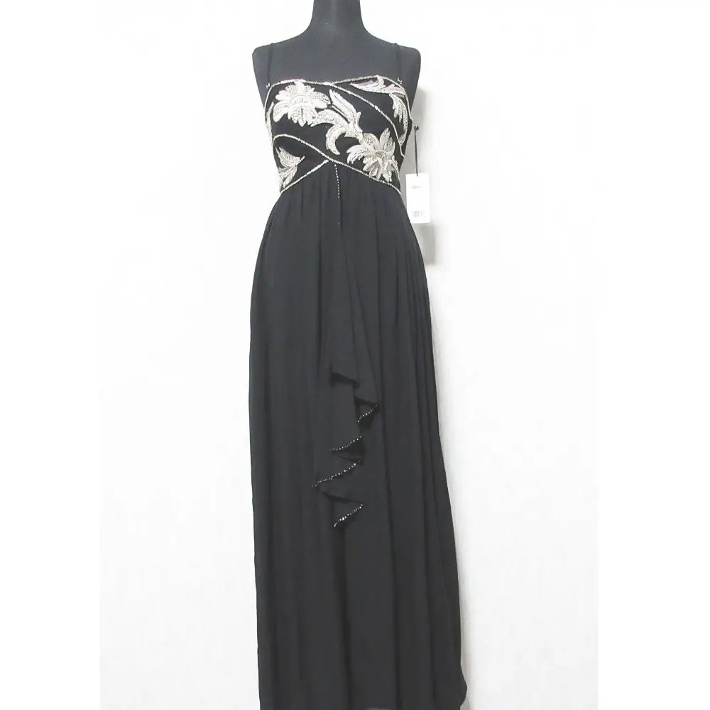 23AW GRACE CONTINENTAL グレースコンチネンタル 刺繍ベアドレス シルク ロングワンピース 0123335003 36 ブラック