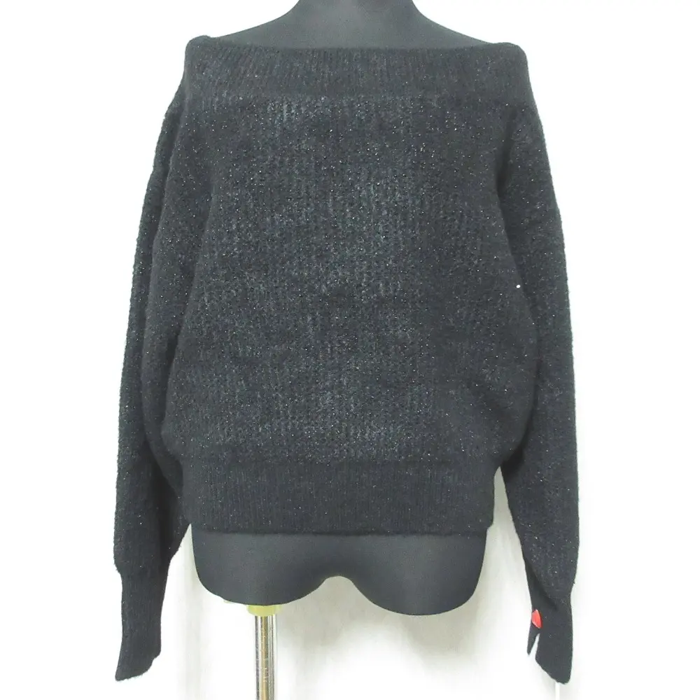 25SS GRACE CONTINENTAL グレースコンチネンタル ラメリップニットトップス 0125143200 36 ブラック