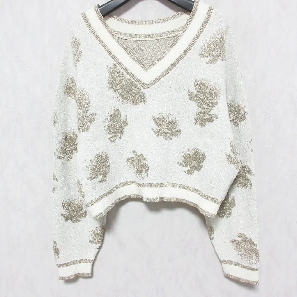 25SS GRACE CONTINENTAL グレースコンチネンタル ラメフローラルニットトップ ショート丈 プルオーバー 0125143110 36 キナリ