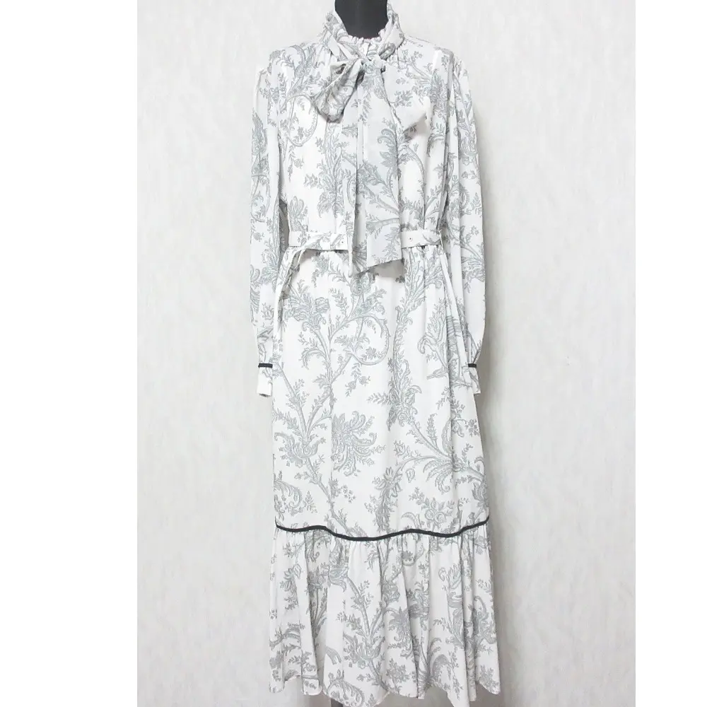 25SS GRACE CONTINENTAL グレースコンチネンタル サラサプリントリボン付ワンピース 0125131100 38 ブラック