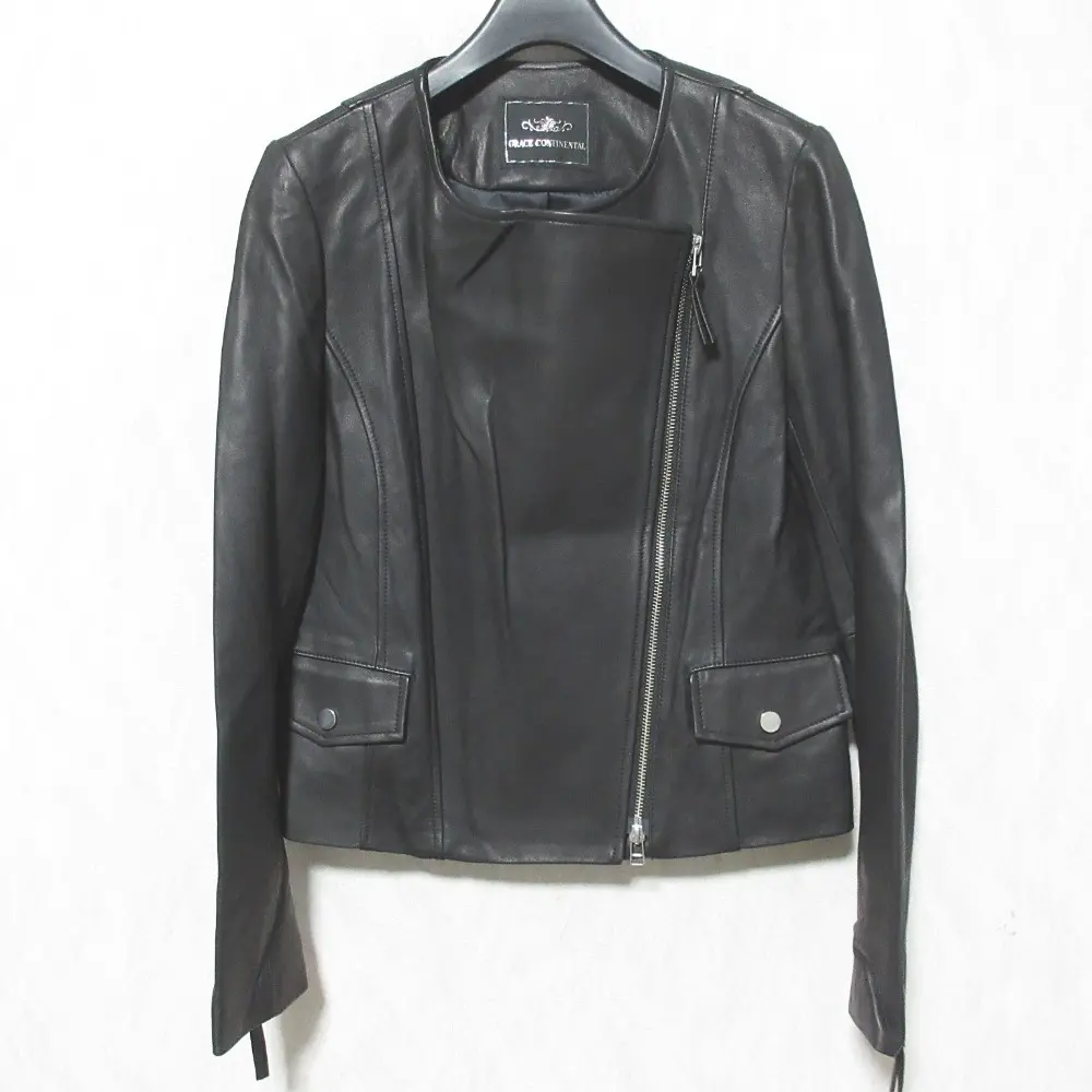 23AW GRACE CONTINENTAL グレースコンチネンタル ジップライダースジャケット ラムレザー ブルゾン 0123304069 40 ブラック