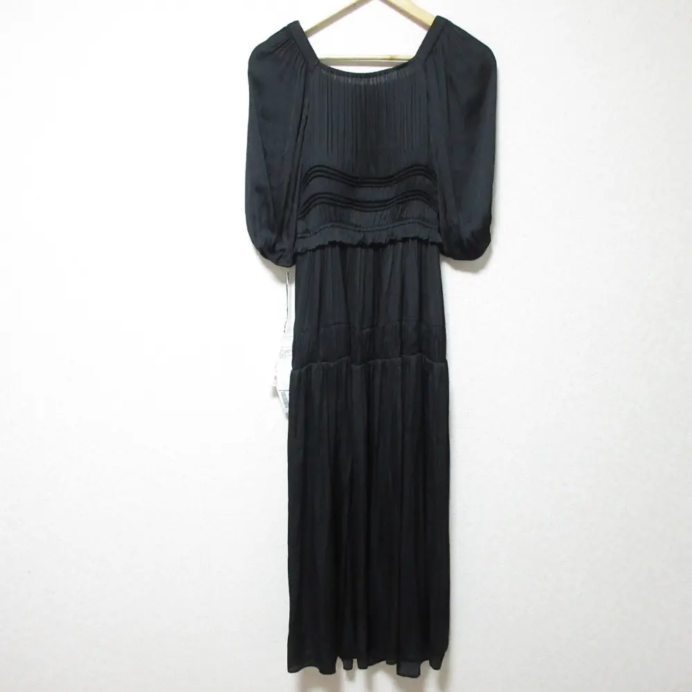 24AW GRACE CONTINENTAL グレースコンチネンタル スクエアギャザーワンピース ロングドレス 0124331077 F ブラック