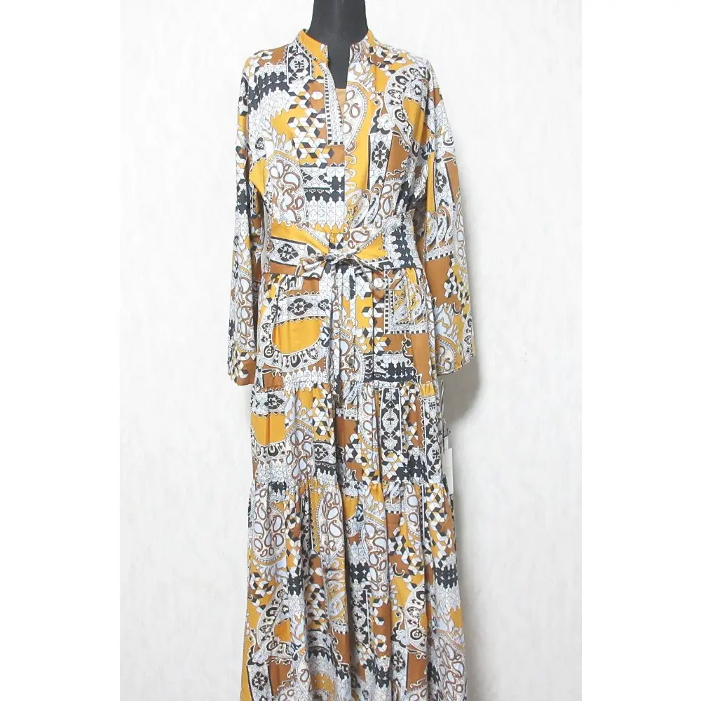 23AW GRACE CONTINENTAL グレースコンチネンタル ペイズリーパターンプリントワンピース ロングドレス 0123431169 F キャメル