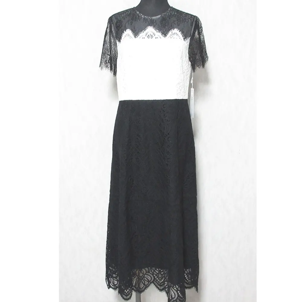 24AW GRACE CONTINENTAL グレースコンチネンタル レース切替フレアドレス 半袖 ロングワンピース 0124335022 F ブラック