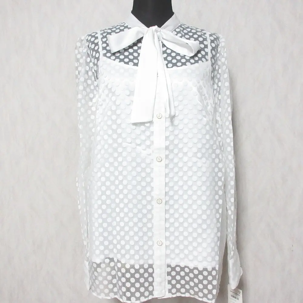25SS GRACE CONTINENTAL グレースコンチネンタル ドットオパールタイ付ブラウス シアーシャツ 0125141216 38 ホワイト