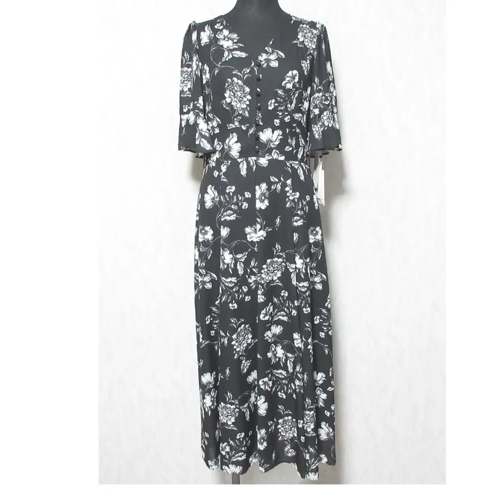 24AW GRACE CONTINENTAL グレースコンチネンタル フラワープリントフレアワンピース ロング ドレス 0124331038 36 ブラック