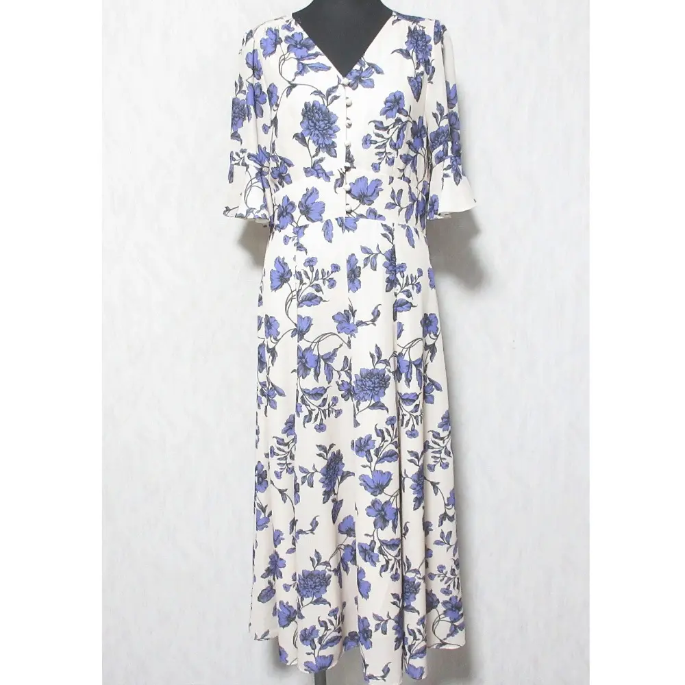 24AW GRACE CONTINENTAL グレースコンチネンタル フラワープリントフレアワンピース ロングドレス 0124331038 36 ベージュ