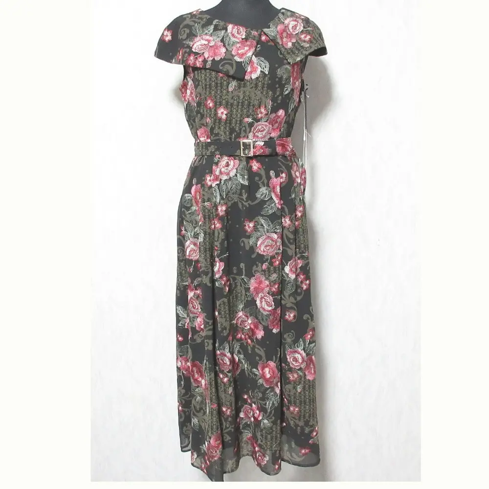 23AW GRACE CONTINENTAL グレースコンチネンタル ビッグカラー刺繍ワンピース 0123335046 36 ブラック