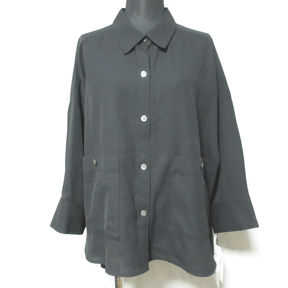 24AW GRACE CONTINENTAL グレースコンチネンタル コクーンシルエットシャツ 七分袖 ブラウス 0124341018 36 ブラック
