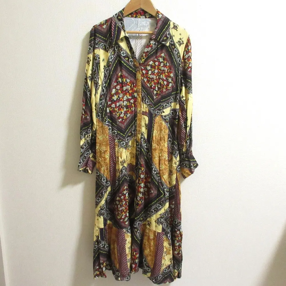GRACE CONTINENTAL グレースコンチネンタル スカーフプリント シャツドレス ワンピース サイズ38 マルチカラー