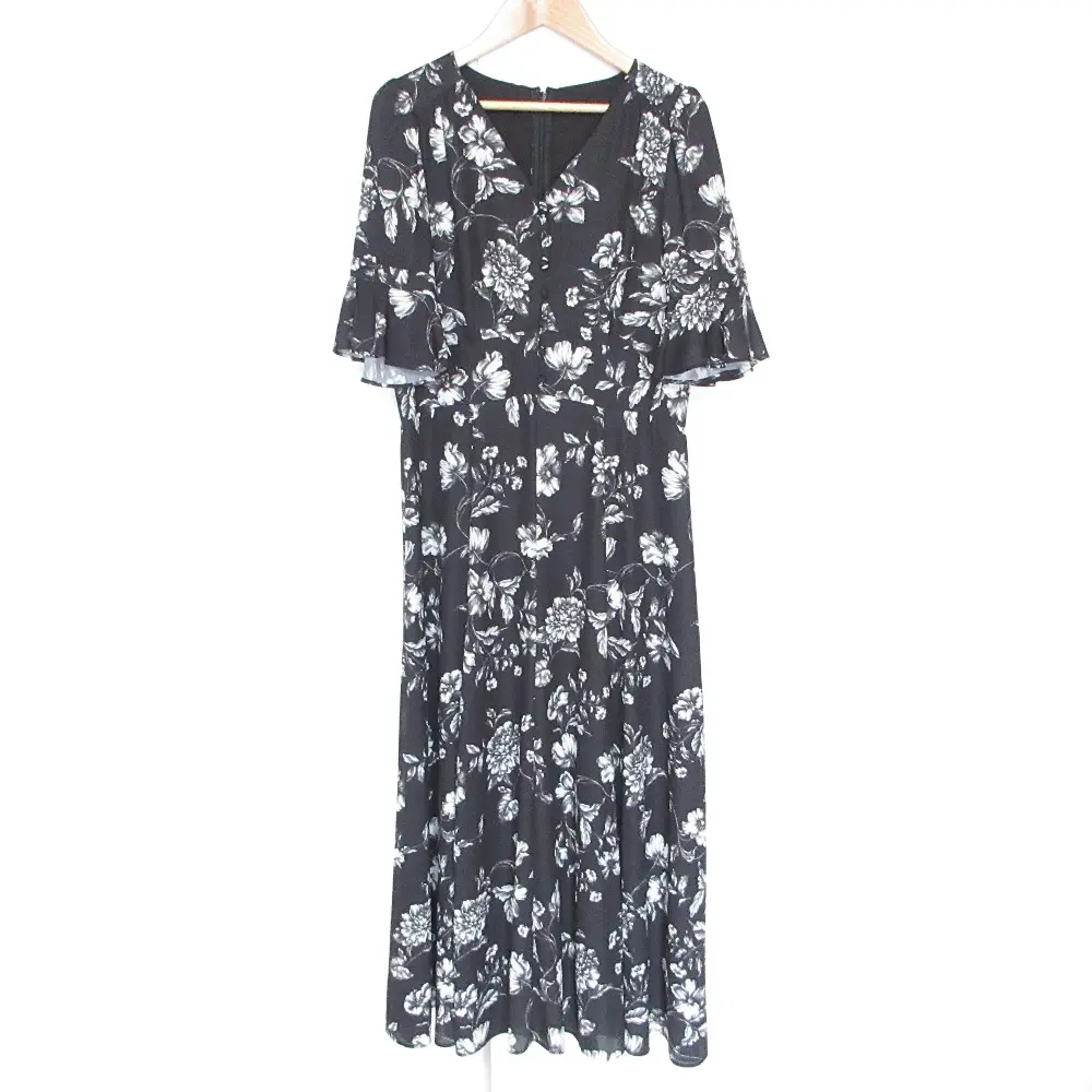 24AW GRACE CONTINENTAL グレースコンチネンタル フラワープリントフレアワンピース 0124331038 サイズ36 ブラック 