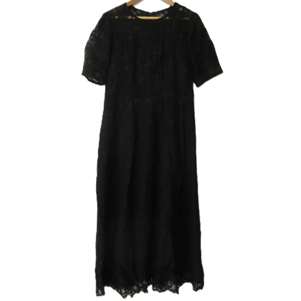 24AW GRACE CONTINENTAL グレースコンチネンタル スカラップ コードレースフレアドレス ワンピース 0124335064 36 ブラック