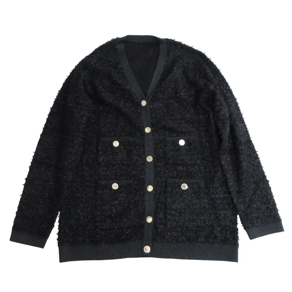 24AW GRACE CONTINENTAL グレースコンチネンタル ツイードバイカラーニットカーディガン 0124453018 サイズ36 ブラック