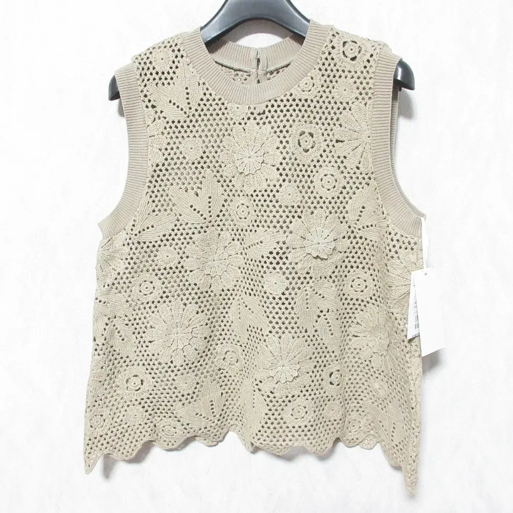 25SS GRACE CONTINENTAL グレースコンチネンタル クロシュ刺繍トップ タンクトップ 0125243115 サイズ36 ベージュ