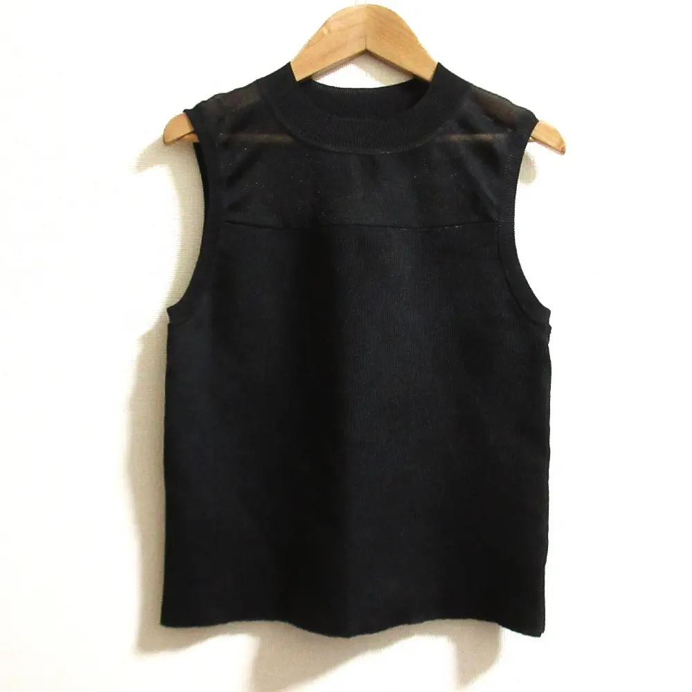 25SS GRACE CONTINENTAL グレースコンチネンタル シアーグロスニット トップ 0125243215 サイズ36 ブラック