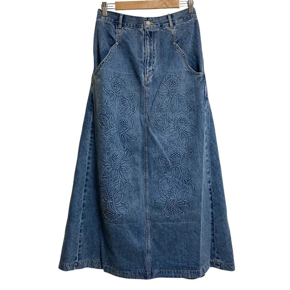 25AW GRACE CONTINENTAL グレースコンチネンタル エンボスデニムスカート 0125321101 サイズ38 ブルー