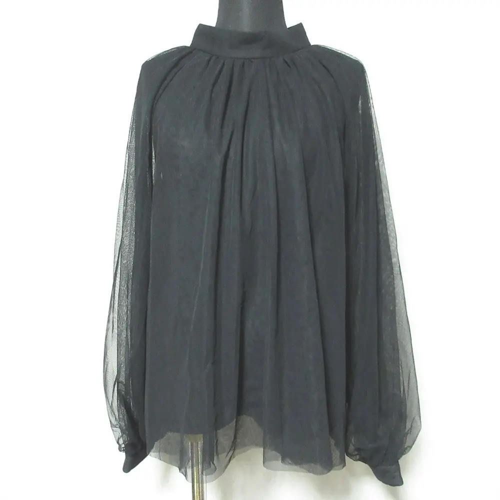 24AW GRACE CONTINENTAL グレースコンチネンタル チュールハイネックトップ カットソー 0124441057 サイズ38 ブラック