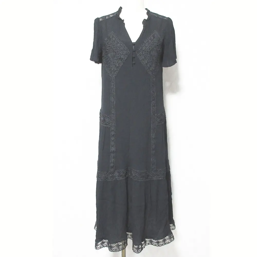 24SS GRACE CONTINENTAL グレースコンチネンタル レースコンビカフタンワンピース 0124231114 36 ブラック