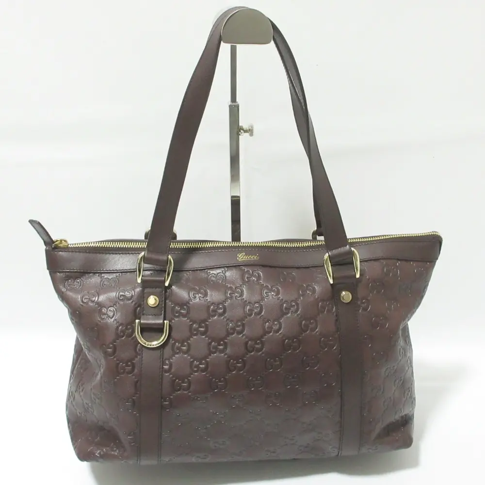 GUCCI グッチ GGシマ レザー 裏地ホースビット柄 トートバッグ ワンショルダーバッグ 141470 ブラウン