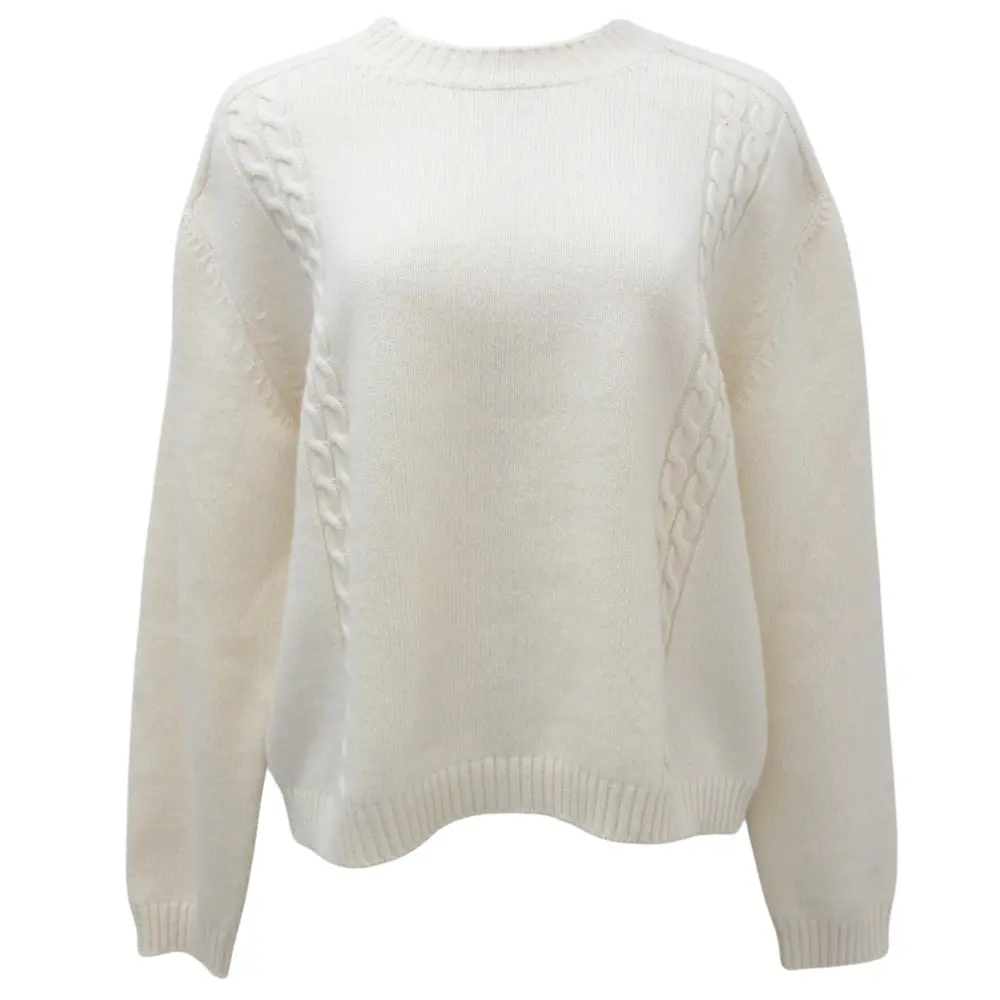 クリーニング済み GUCCI グッチ GGロゴ 長袖 ウール ケーブルニット セーター 605847 サイズM アイボリー