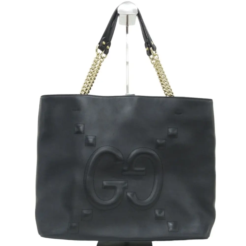 GUCCI グッチ GGエンボス レザー チェーン トートバッグ ワンショルダーバッグ 453561 ブラック