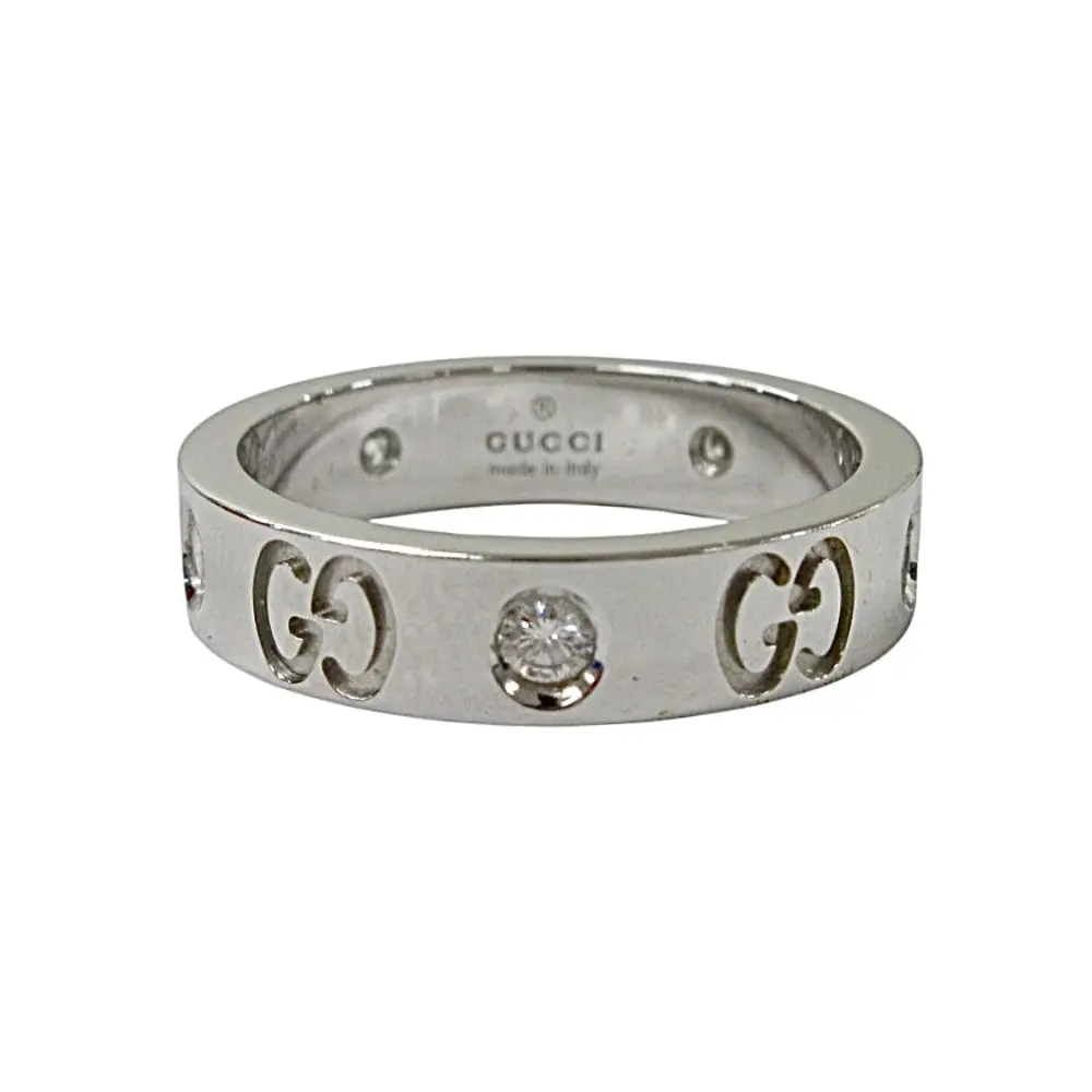 GUCCI グッチ ICON アイコンアモール 5Pダイアモンド 750 K18WG 7号 シルバー