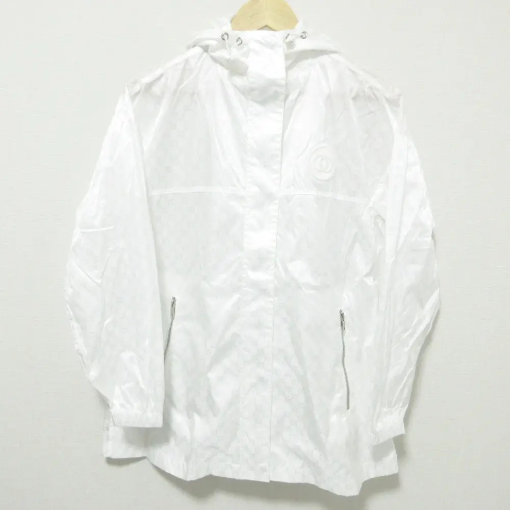 クリーニング済み 23SS GUCCI グッチ GGジャカードナイロンパーカー ジャケット 691757 36 ホワイト