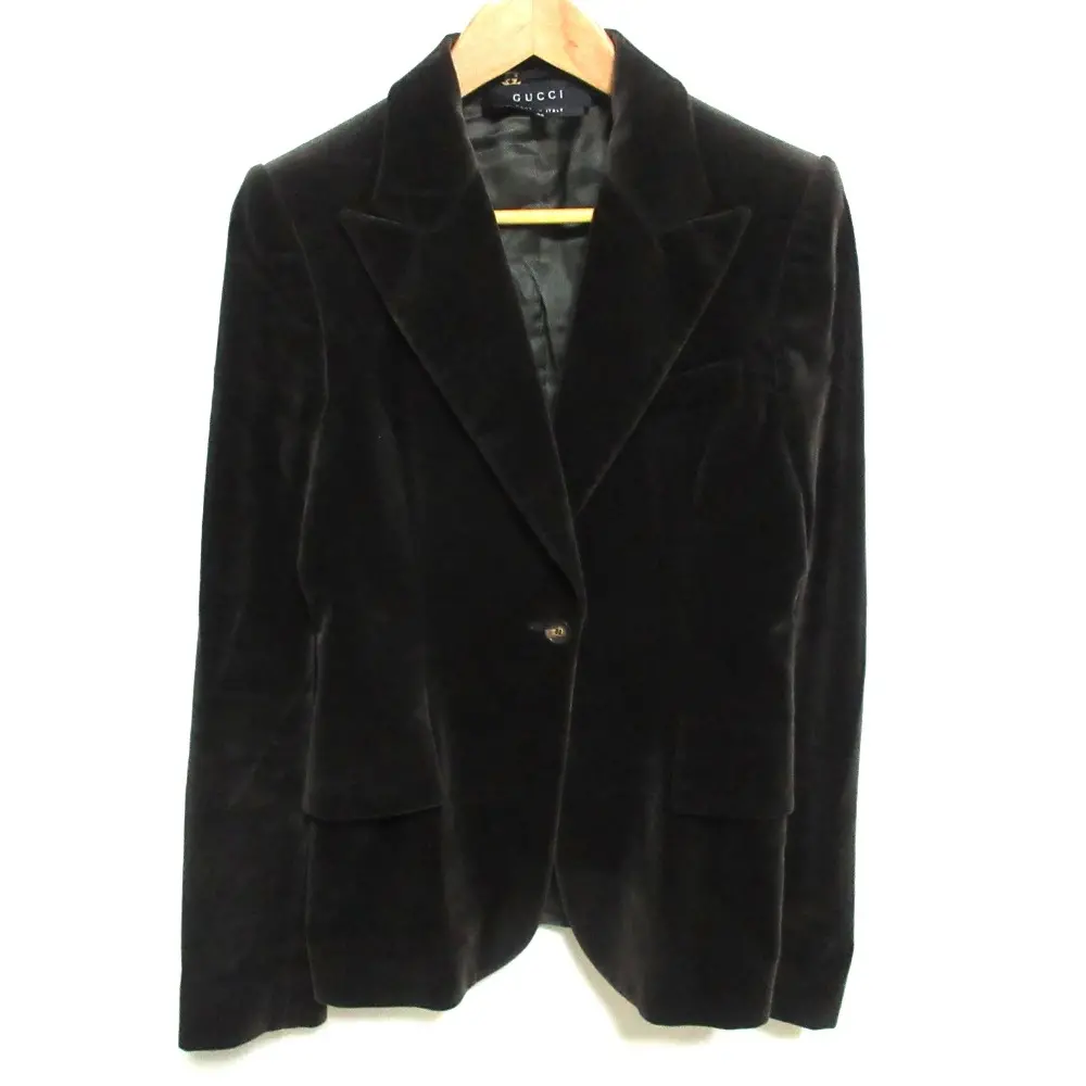 GUCCI グッチ トムフォード期 ベロア シングル テーラードジャケット 40 ダークブラウン