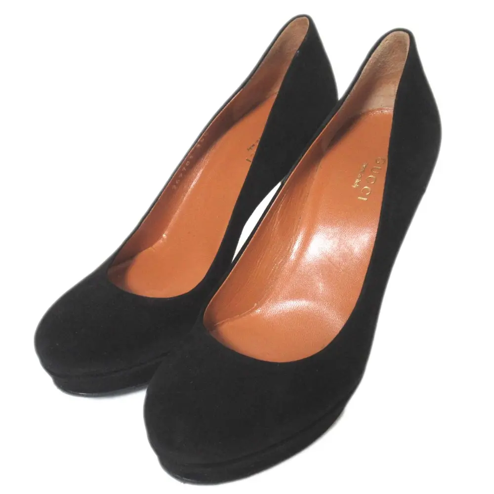 GUCCI グッチ スエード レザー プラットフォーム ハイヒール ラウンドトゥ パンプス 269703 35.5 22.5cm ブラック