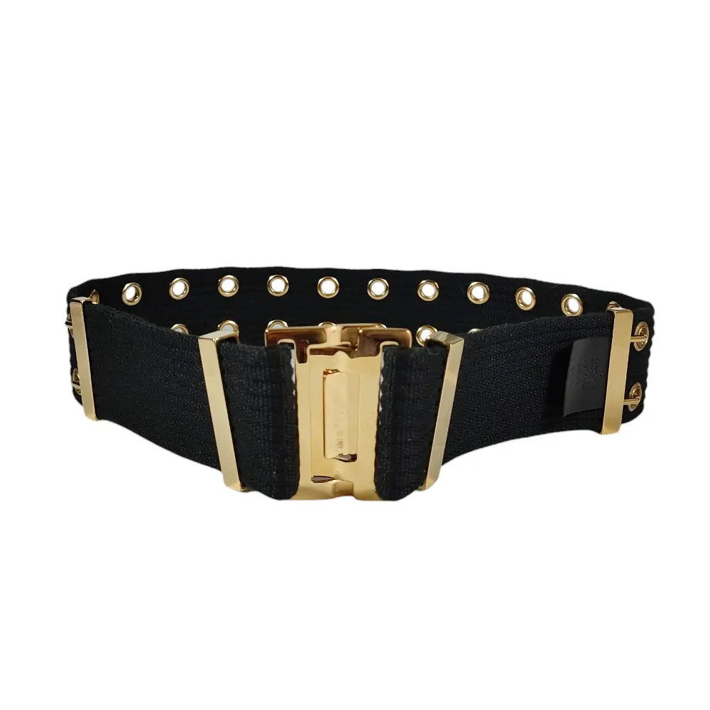 GUCCI グッチ キャンバス ダブルアイレット ベルト 218364 85/34 ブラック×ゴールド