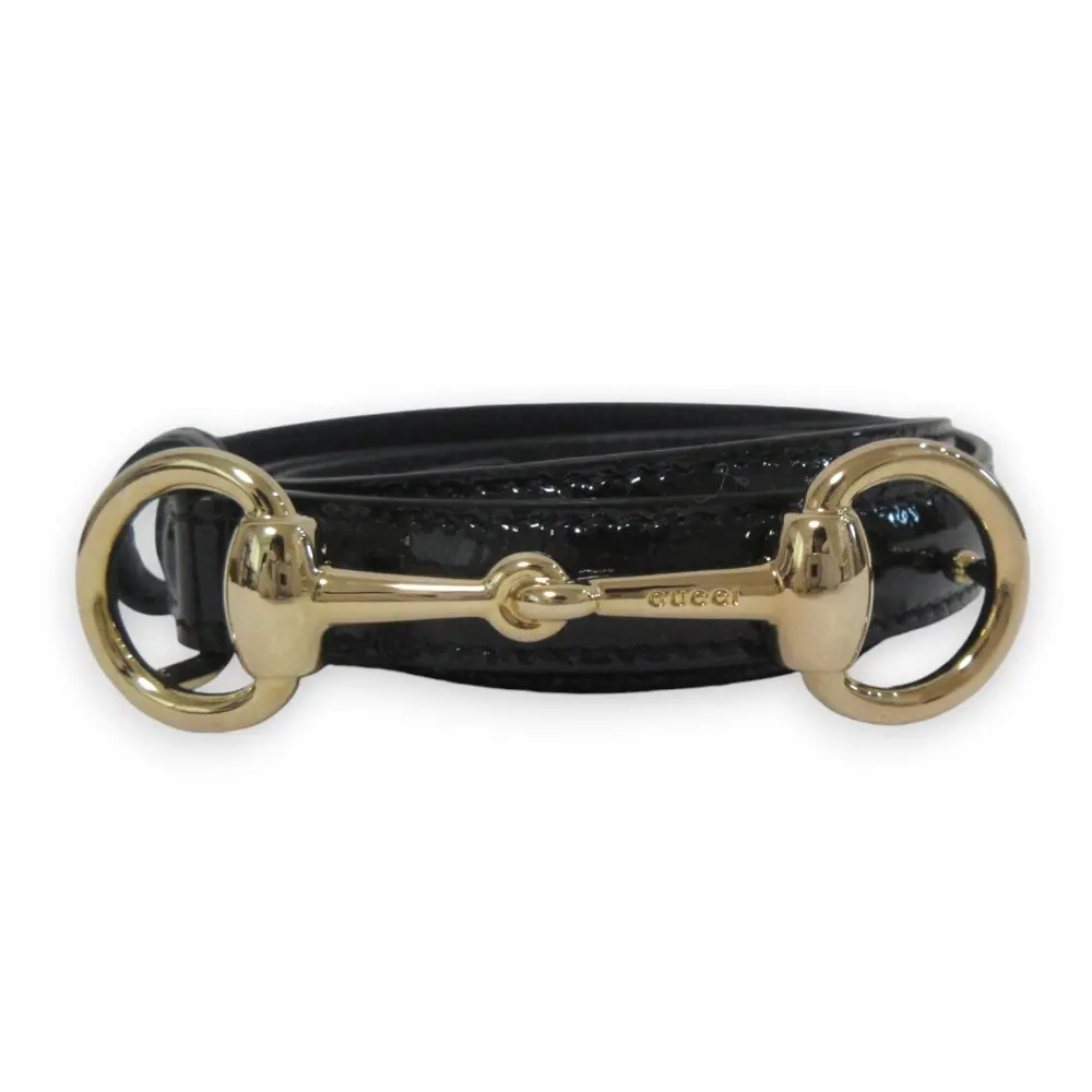 GUCCI グッチ ホースビット レザー ベルト 282349 ブラック×ゴールド金具