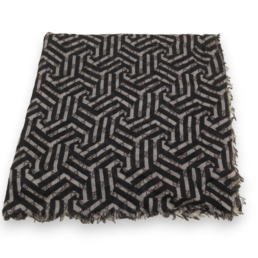 GUCCI グッチ GGカレイド シルクブレンド 大判ストール スカーフ ショール 478723 ブラック×ベージュ