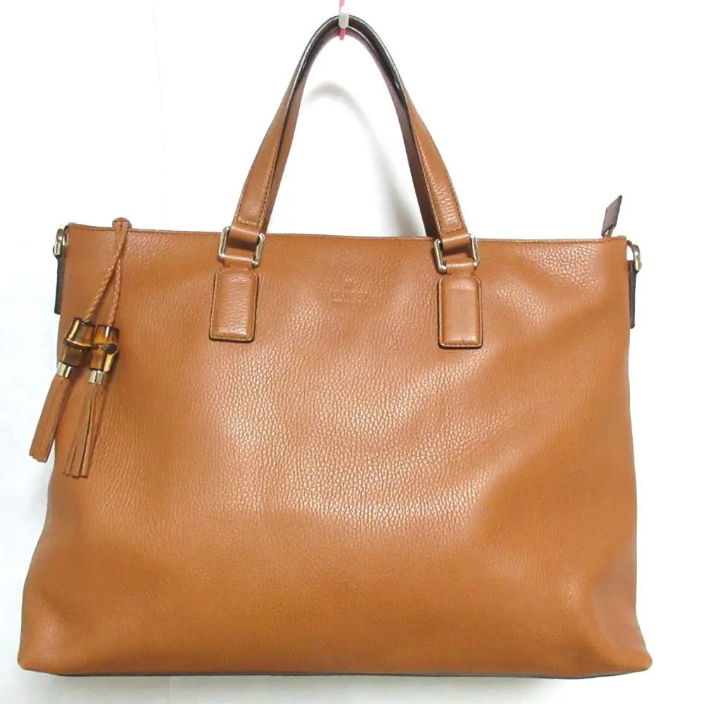 GUCCI グッチ 2WAY レザーハンドバック ショルダーバッグ トートバッグ バンブーチャーム 365345 ライトブラウン