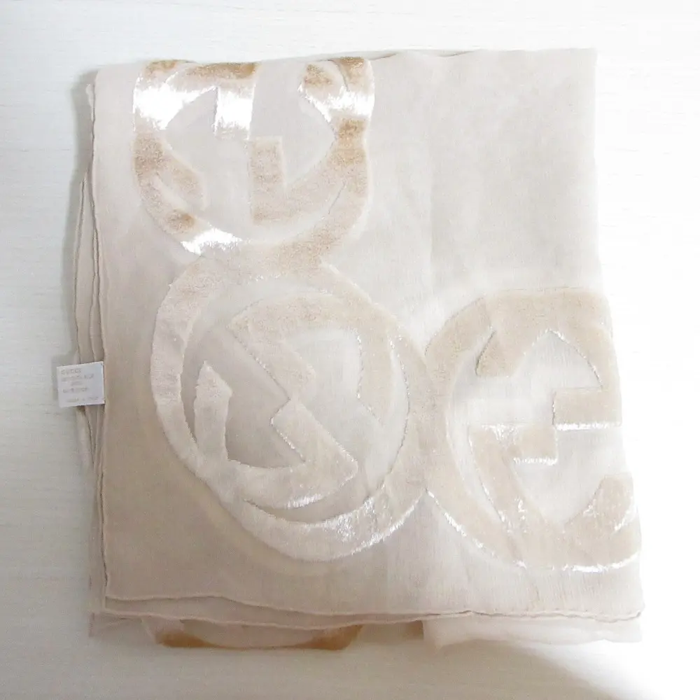 GUCCI グッチ インターロッキングG GGモチーフ シルクレーヨン 大判 ストール スカーフ ショール ベージュ