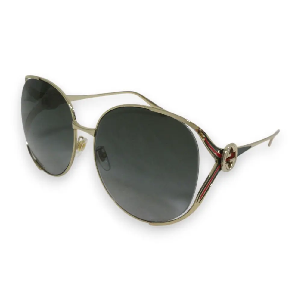 GUCCI グッチ GGロゴ スモークグラス グラデーション サングラス 眼鏡 アイウェア GG0225S 63□17-130 ブラック×ゴールド