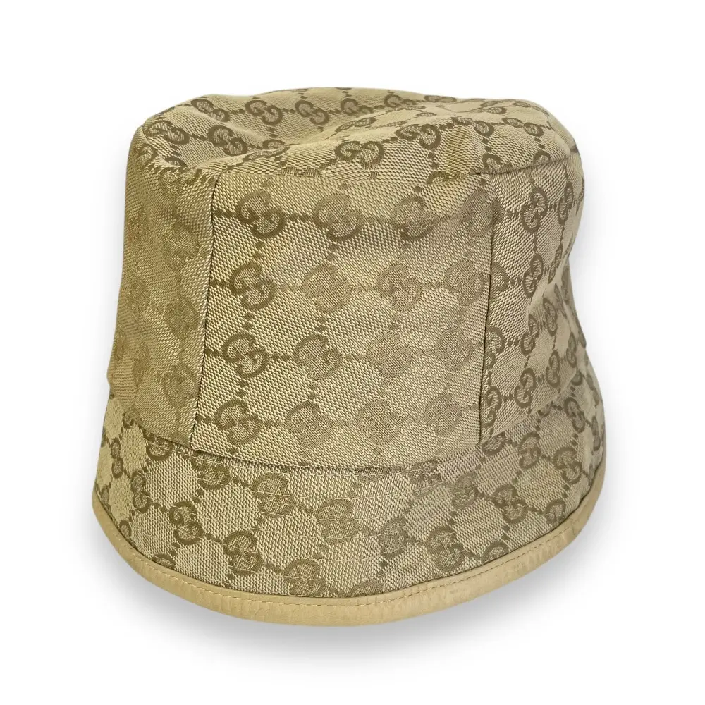 GUCCI グッチ GGキャンバス バケットハット 帽子 M ベージュ