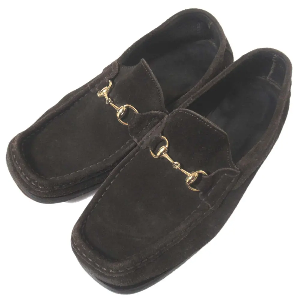 GUCCI オールドグッチ ヴィンテージ スエード ホースビット ローファー ドレスシューズ 100 04740 37.5サイズ 24.5cm ダークブラウン