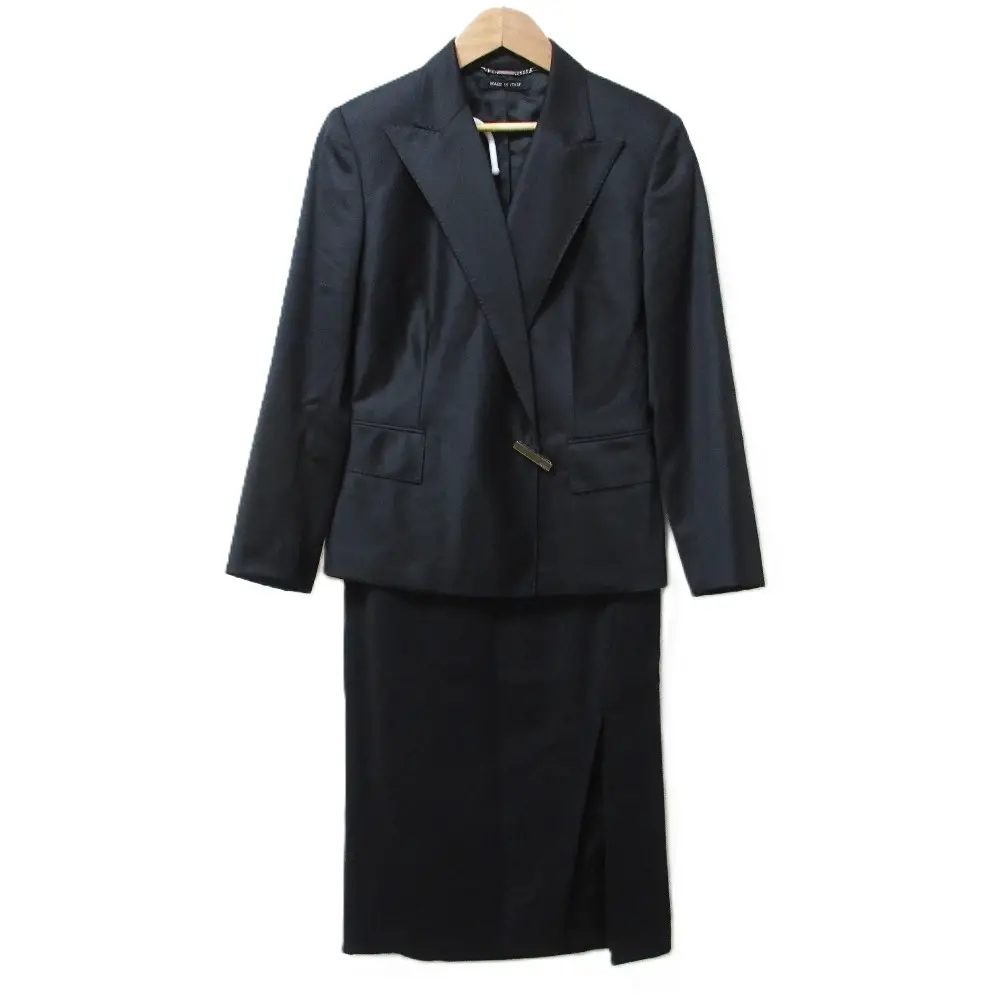 GUCCI グッチ トムフォード期 モヘアブレンド シングルジャケット×ひざ下丈スカート スーツ セットアップ 42/40 ブラック